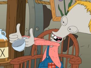 Roger from American Dad giving an exaggerated two thumbs up gesture.
